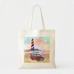 Stormy Rainbow Lighthouse  Tote Bag
