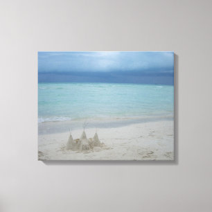 Stormy Sandcastle Beach Landscape Photo Canvas Print