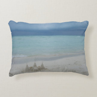 Stormy Sandcastle Beach Landscape Photo Decorative Cushion