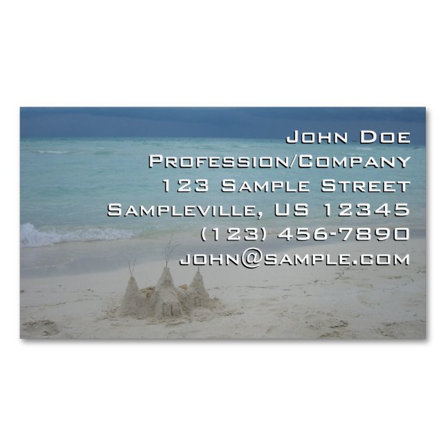 Stormy Sandcastle Beach Landscape Photo Magnetic Business Card (Front)