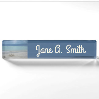 Stormy Sandcastle Beach Landscape Photo Nameplate