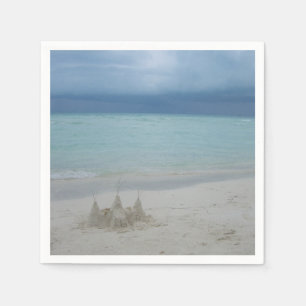 Stormy Sandcastle Beach Landscape Photo Napkin