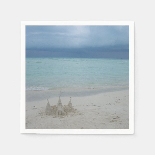 Stormy Sandcastle Beach Landscape Photo Napkin (Front)