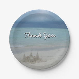 Stormy Sandcastle Beach Landscape Photo Paper Plate