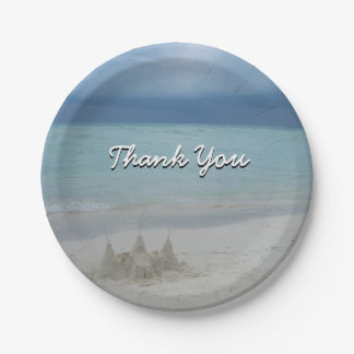 Stormy Sandcastle Beach Landscape Photo Paper Plate