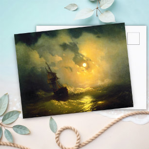 Stormy sea at night, Aivazovsky Postcard