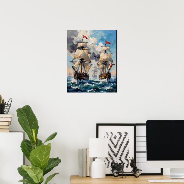 Stormy Sea Battle Poster (Home Office)