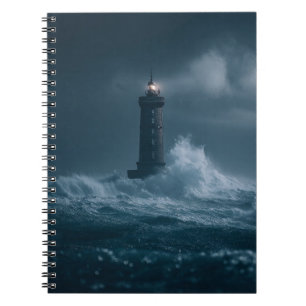 Stormy Sea Lighthouse Waves Notebook