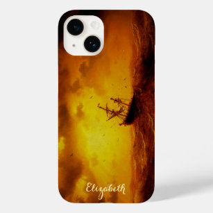 Stormy Sea Nature Vintage Fine Art Monogrammed Case-Mate iPhone 14 Case