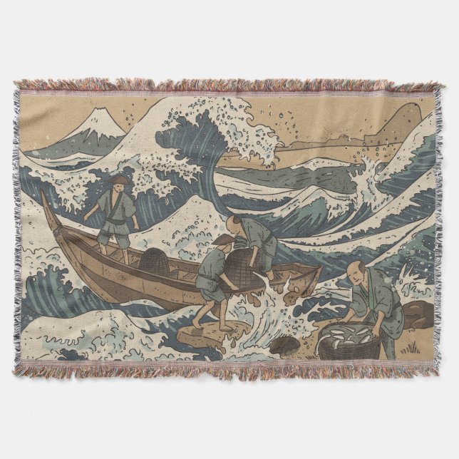 Stormy Sea Throw Blanket (Front)