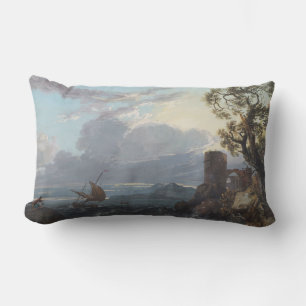 Stormy Sea with Castle Ruin and Figures (c.1725-18 Lumbar Cushion