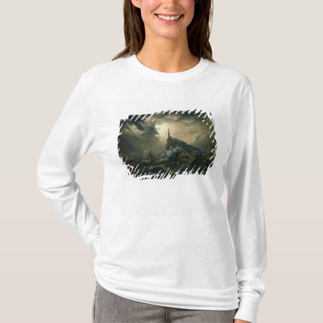 Stormy sea with Lighthouse T-Shirt (Front)