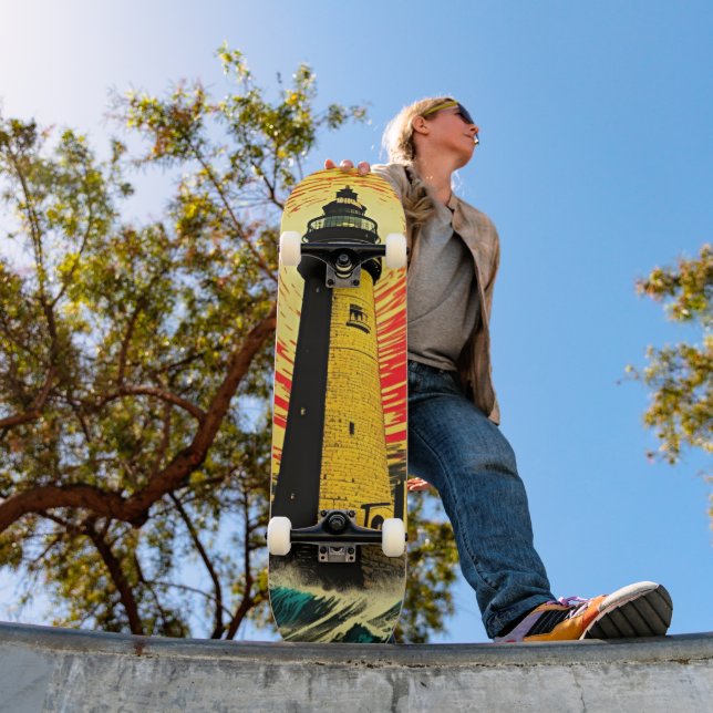 Stormy Seas & Bold Lighthouse  Skateboard (Outdoor 1)