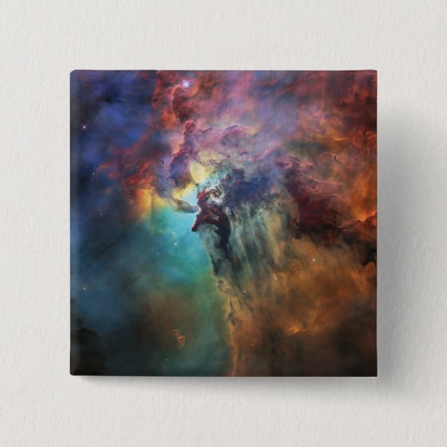Stormy Seas of Lagoon Nebula in Sagittarius 15 Cm Square Badge (Front)
