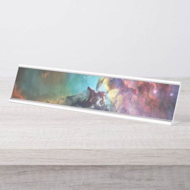 Stormy Seas of Lagoon Nebula in Sagittarius Desk Name Plate (Front)