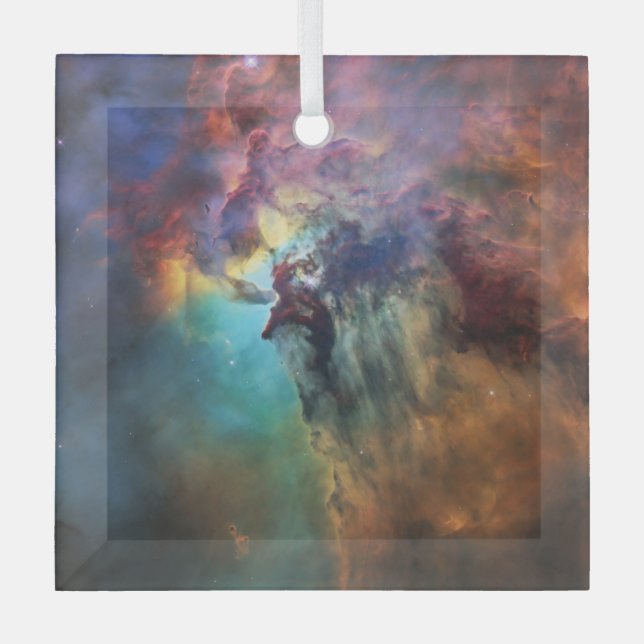 Stormy Seas of Lagoon Nebula in Sagittarius Glass Tree Decoration (Front)