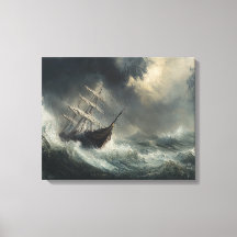 Stormy Seas Sailboat Painting Wall Art Decor
