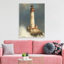  Stormy Sentinel lighthouse oilpainting  AI 