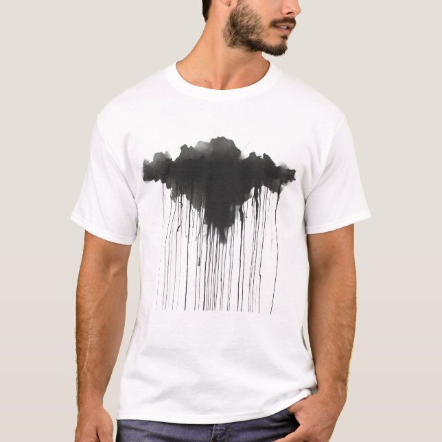 "Stormy Skies" Abstract Rain Cloud Graphic Tee – M (Front)