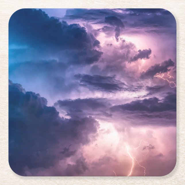 Stormy Skies Square Paper Coaster (Front)
