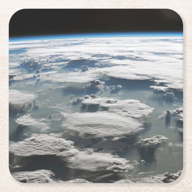 Stormy Sky Above The Amazon Square Paper Coaster (Front)