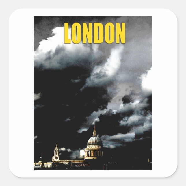 Stormy St Paul's Cathedral Square Sticker (Front)
