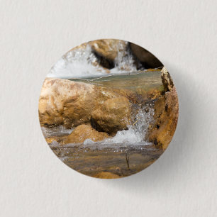 Stormy stream in spring 3 cm round badge