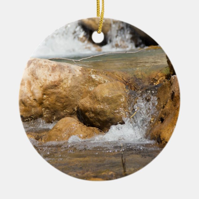 Stormy stream in spring ceramic tree decoration (Front)