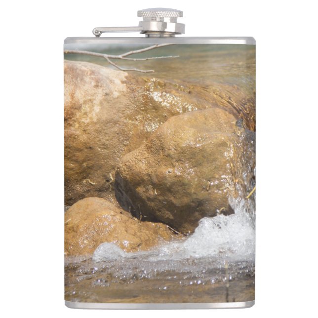 Stormy stream in spring hip flask (Front)