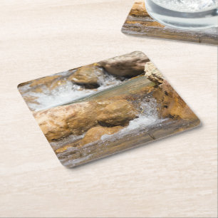 Stormy stream in spring square paper coaster