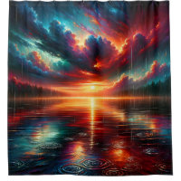 “Stormy Sunset Over Serene Lake”