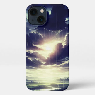 Stormy Sunset Rain Over Serene Valley iPhone 13 Case