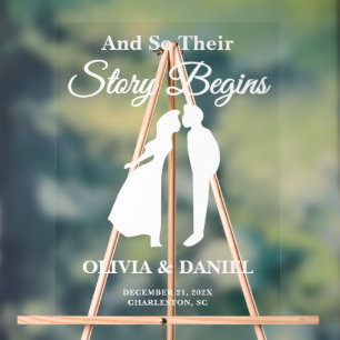Story Begins Editable Wedding Welcome Acrylic Sign