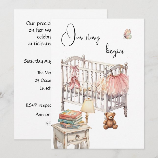 Story Book Baby Shower Digital Download Invitation (Front/Back)
