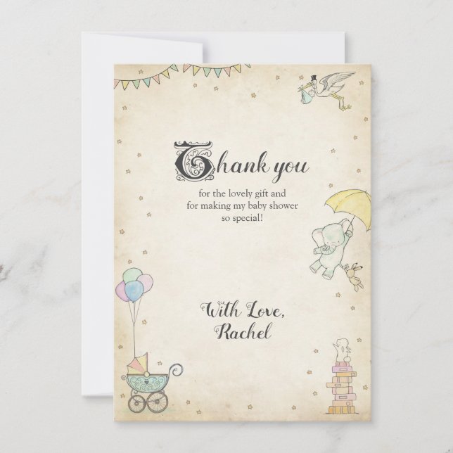 Story Book Baby Shower Thank You Card (Front)
