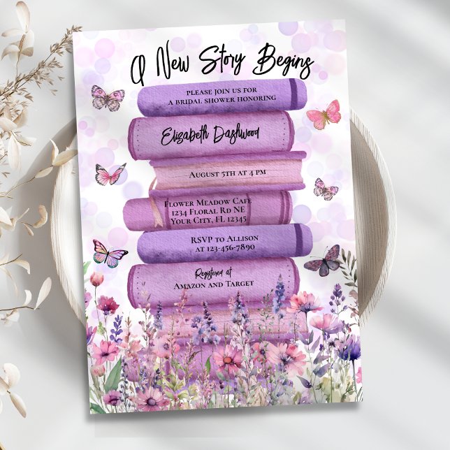 Story Book Butterflies Wildflowers Bridal Shower Invitation (Creator Uploaded)