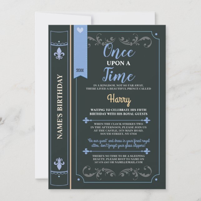 Story Book Cover Fairytale Prince Birthday Party Invitation (Front)