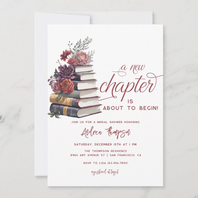  Story Book | Floral Modern Script Bridal Shower  Invitation (Front)