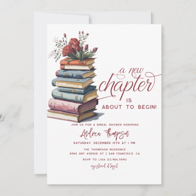  Story Book | Floral Modern Script Bridal Shower  Invitation (Front)