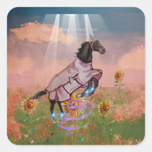 story book horse square sticker
