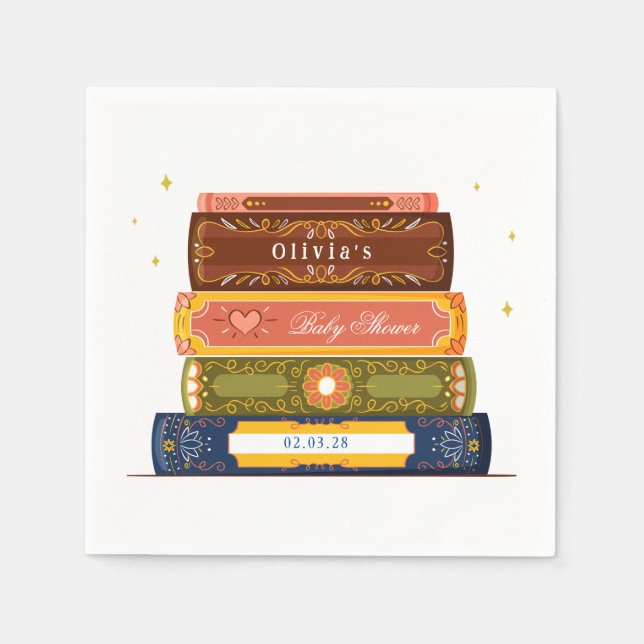 Story Book Library Onto Next Chapter Baby Shower Napkin (Front)
