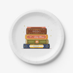 Story Book Library Onto Next Chapter Baby Shower Paper Plate