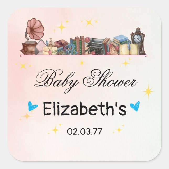 Story Book Library The Next Chapter Baby Shower Square Sticker (Front)
