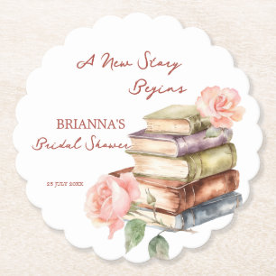 Story book new chapter bridal shower favors paper coaster