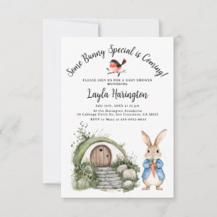 Story Rabbit Boy Baby Shower Forest Burrow Garden Invitation
