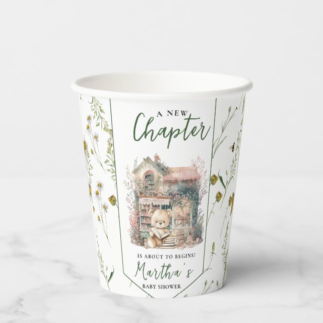 Storybook A New Chapter About Begins Baby Shower Paper Cups (Back)