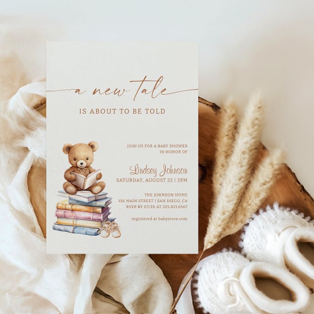 Storybook A New Tale Baby Shower Teddy Boho Invitation (Creator Uploaded)