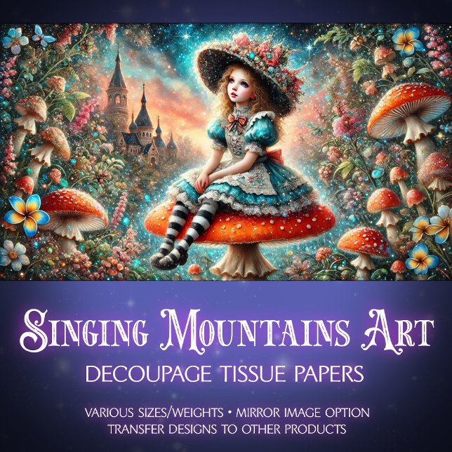 Storybook Alice Magical Mushroom Decoupage Tissue Paper (Creator Uploaded)