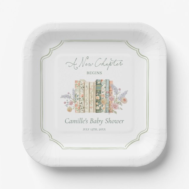 Storybook Baby Shower A New Chapter Paper Plates (Front)