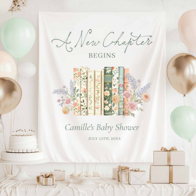 Storybook Baby Shower - A New Chapter Welcome Tapestry (A New Chapter begins Welcome sign Tapestry)